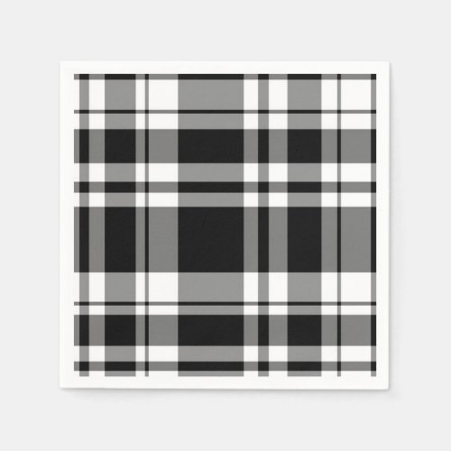 Black and White Plaid Paper Napkins