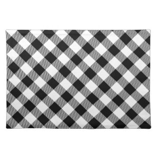 Black and white plaid pattern cloth placemat