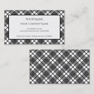 Black and White Plaid Pattern Editable Business Card