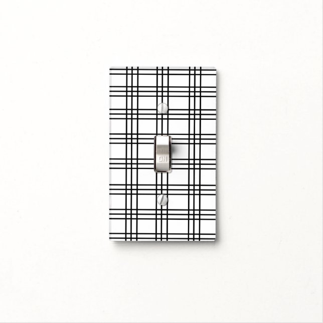 Black and White Plaid Pattern Light Switch Cover (In Situ)
