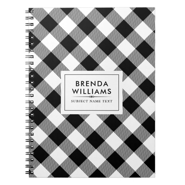 Black and white plaid pattern notebook (Front)
