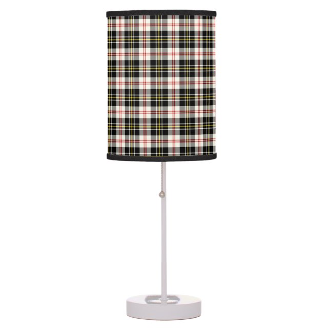 Black, and White Plaid Pattern Table Lamp (Front)