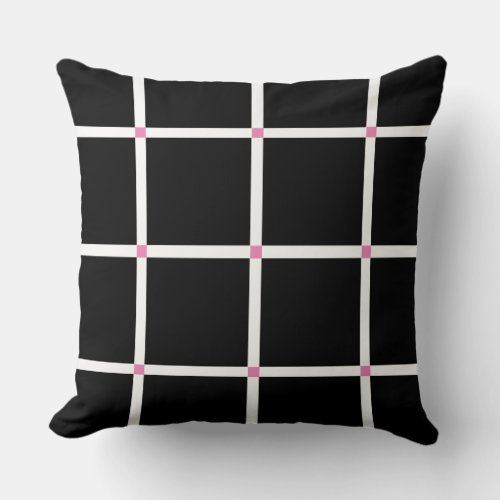 Black and White Plaid Pattern Throw Pillow