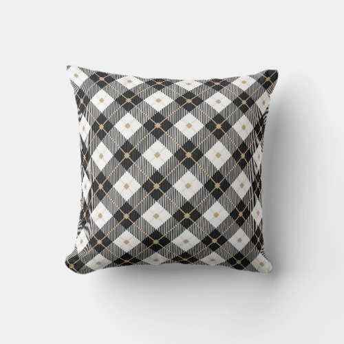 Black and White Plaid Pattern Throw Pillow
