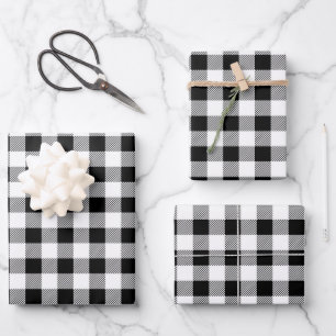 Black And White Plaid Pattern Wrapping Paper Sheets