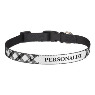Black and White Plaid Pet Collar