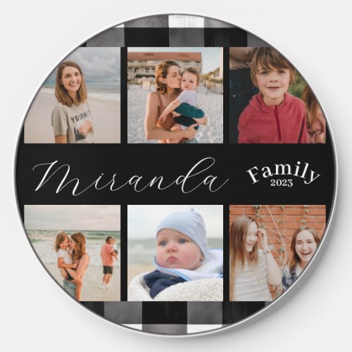 Black and white plaid photo Wireless Charger
