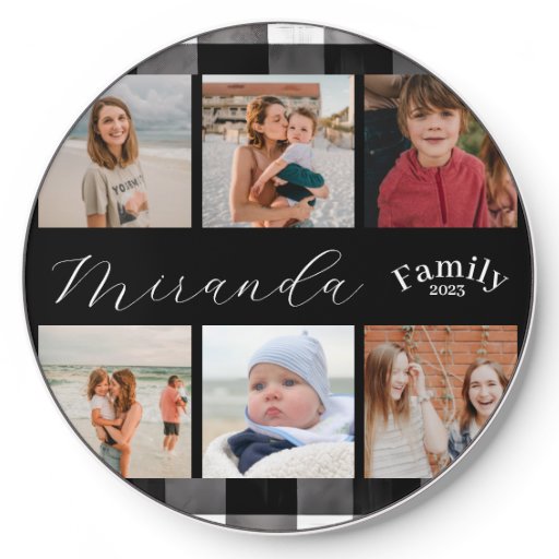 Black and white plaid photo Wireless Charger