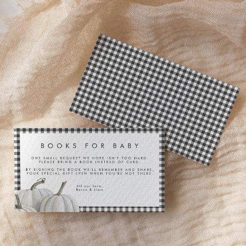 Black and White Plaid Pumpkin Books for Baby Enclosure Card