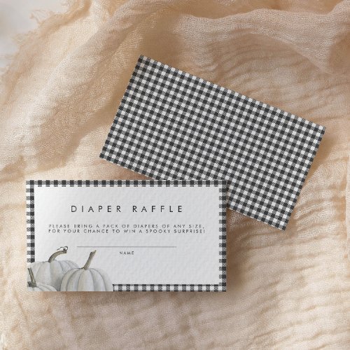 Black and White Plaid Pumpkin Diaper Raffle Enclosure Card