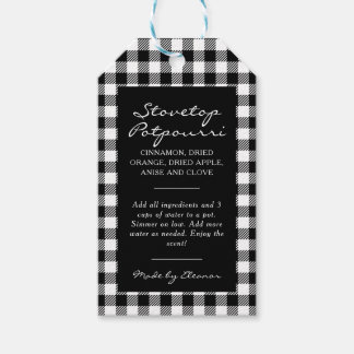 Black and White Plaid Simmer Pot Kit Gift Tags