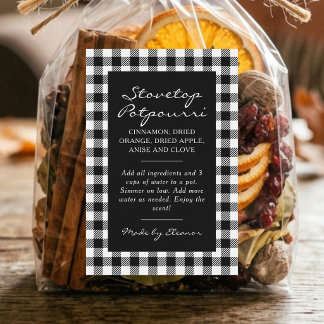 Black and White Plaid Simmer Pot Kit Label