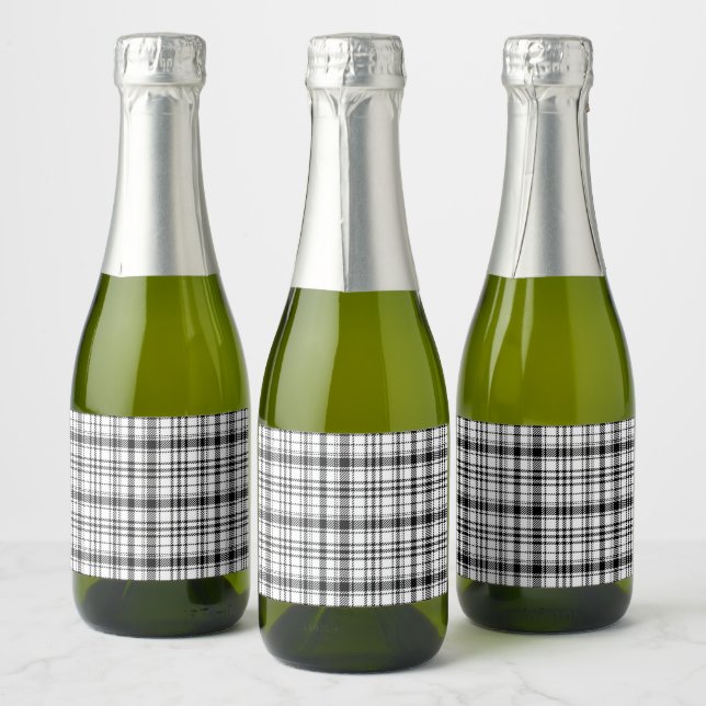  Black and White Plaid  Sparkling Wine Label (Bottles)