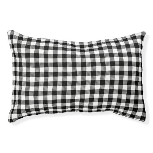 Black And White Plaid Squares Puppy Dog Pet Bed
