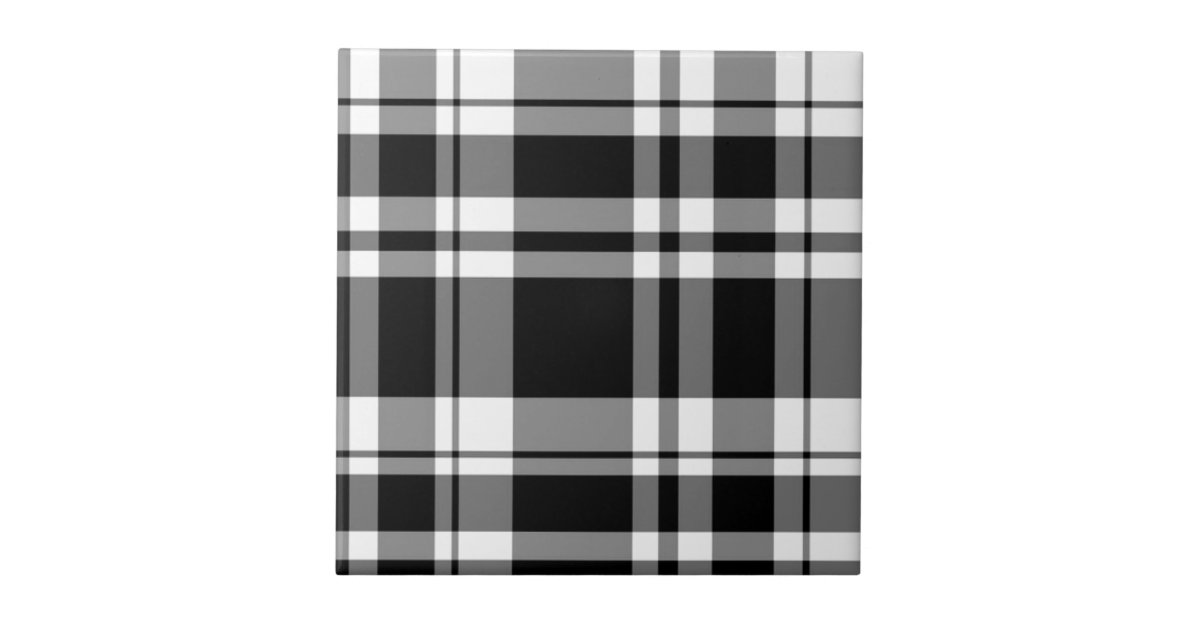 Black and White Plaid Tile Zazzle