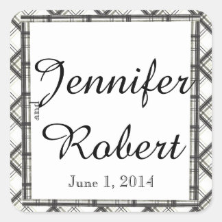 Black and White Plaid Wedding Envelope Seal