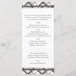 Black and White Plaid Wedding Menu