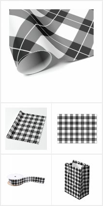 Black and White Plaid Wrapping and Party Supplies