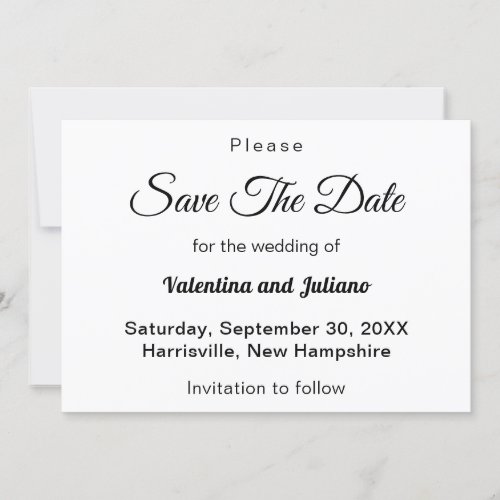 Black and White Plain Texts Wedding Save The Date