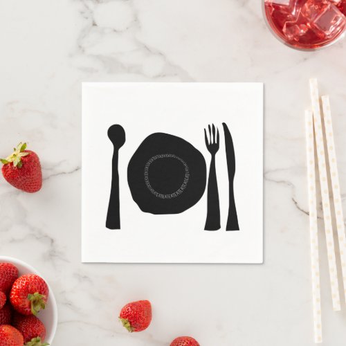 Black and White Plate and Utensils Napkins