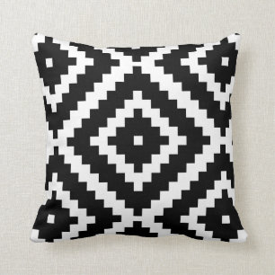 Black and white play pattern throw pillow