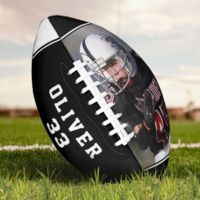 Black and White Player's Name Number Photo Football (Creator Uploaded)