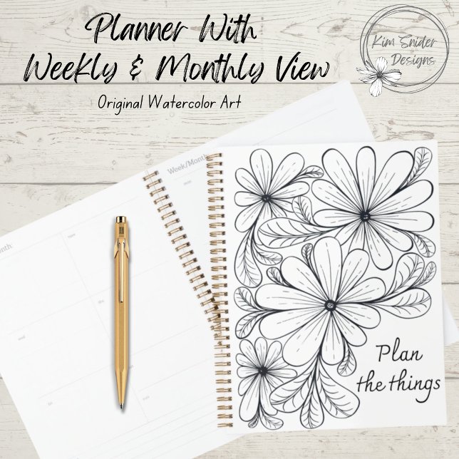 Black and White Playful Flowers & Leaves Design Planner (Creator Uploaded)