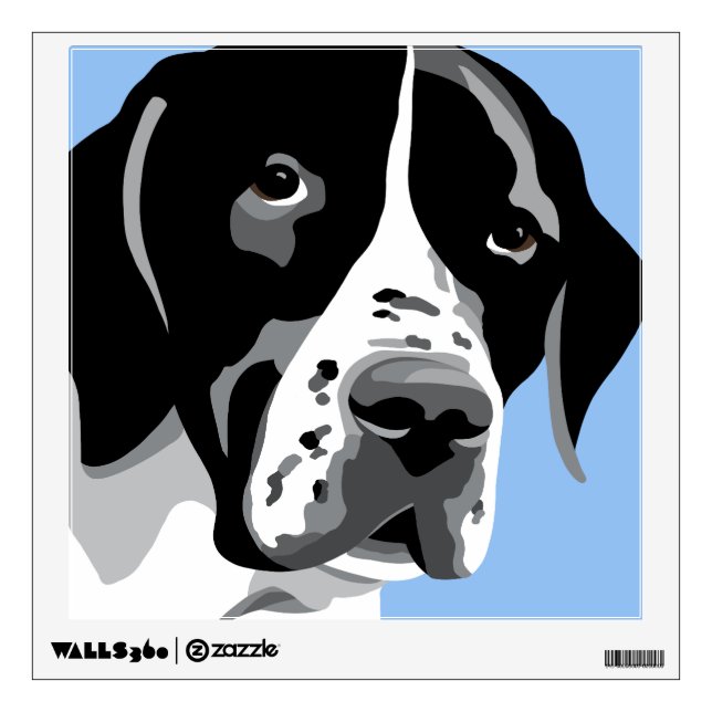 Black and White Pointer Breed Wall Sticker (Front)