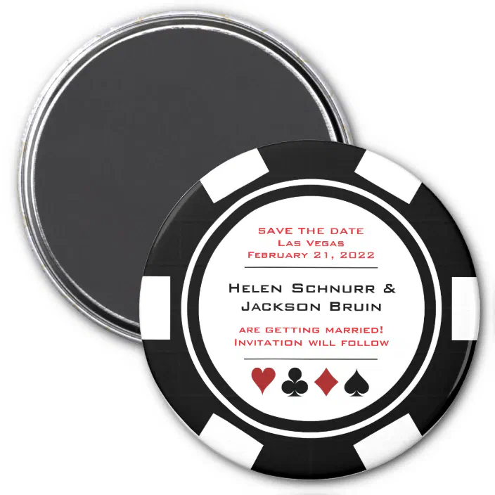 Casino Wedding ThemeInvitation With Personalised Poker Chip Magnet Retro Vegas 