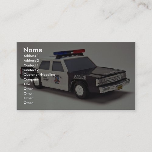 Black and white police car business card template