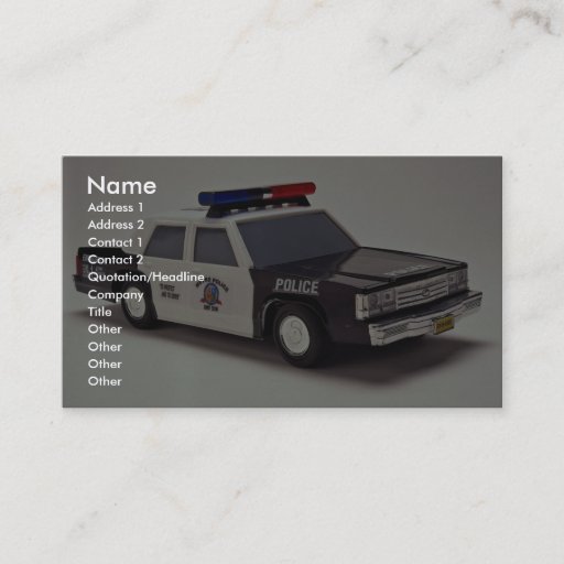 Customizable Black and white police car business card template