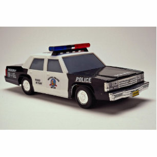 Black and white police car statuette