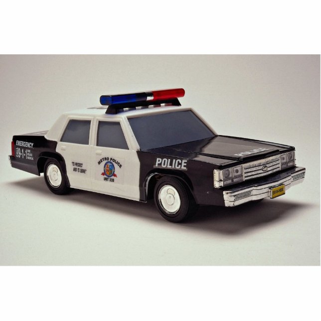 Black and white police car statuette (Front)