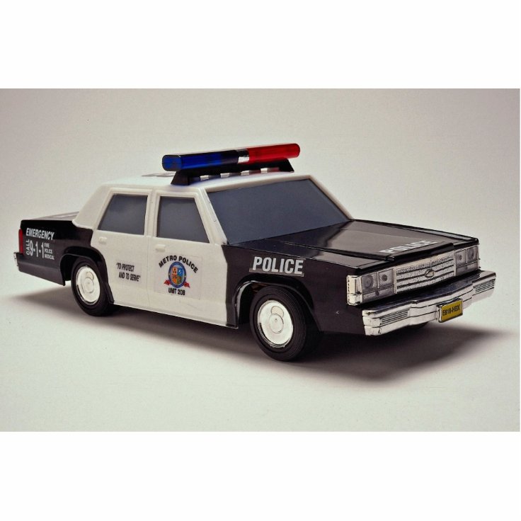 Black and white police car statuette Zazzle