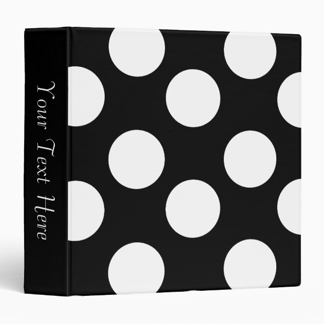Black and White Polka Dot 3-Ring Binder (Front/Spine)
