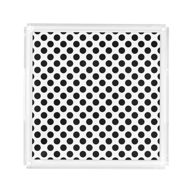 Black and White Polka Dot Acrylic Tray (Front)