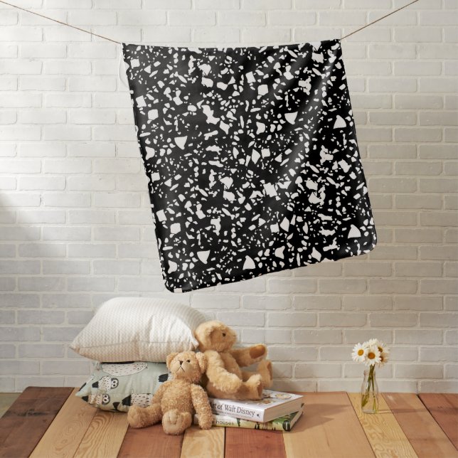 black and white polka dot baby blanket (In Situ)