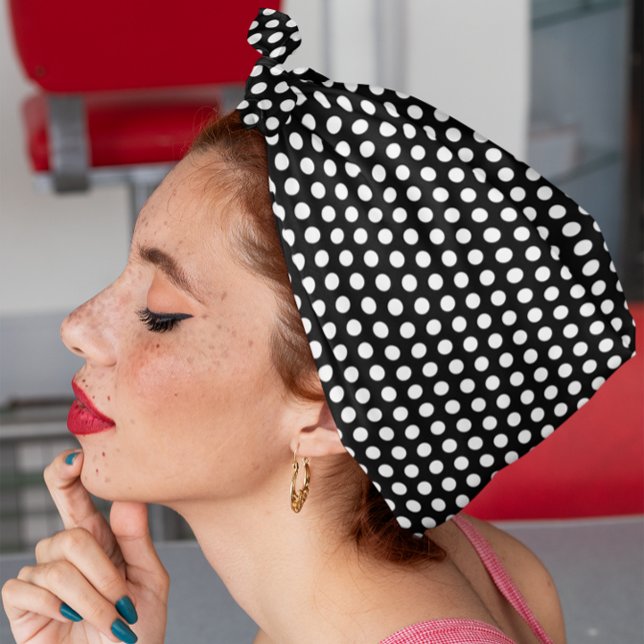 Black and White Polka Dot Bandana (Black and White Polka Dots Bandana for Her)