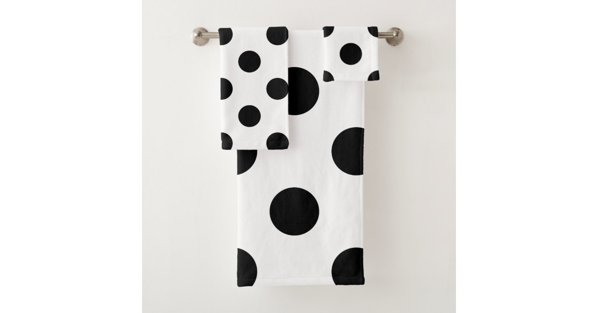 Black and White Polka Dot Bath Towel Set Zazzle