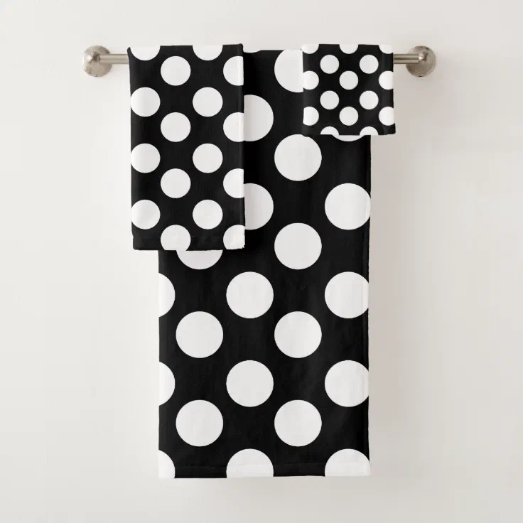 Black and White Polka Dot Bath Towel Set Zazzle