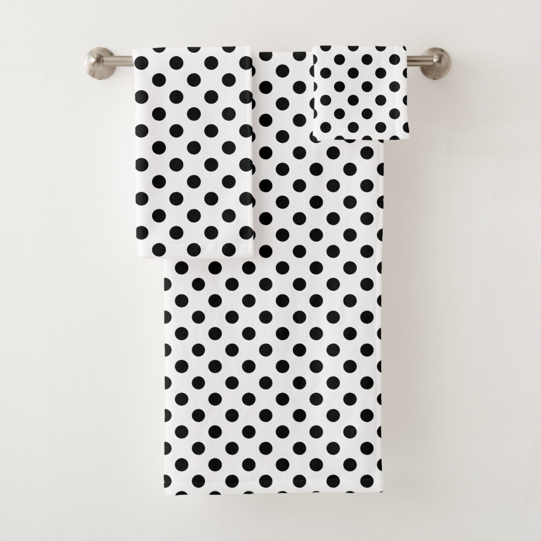 Black and White Polka Dot Bath Towel Set Zazzle