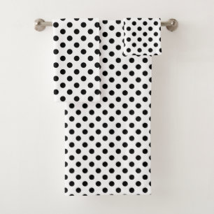 Black and White Polka Dot Bath Towel Set