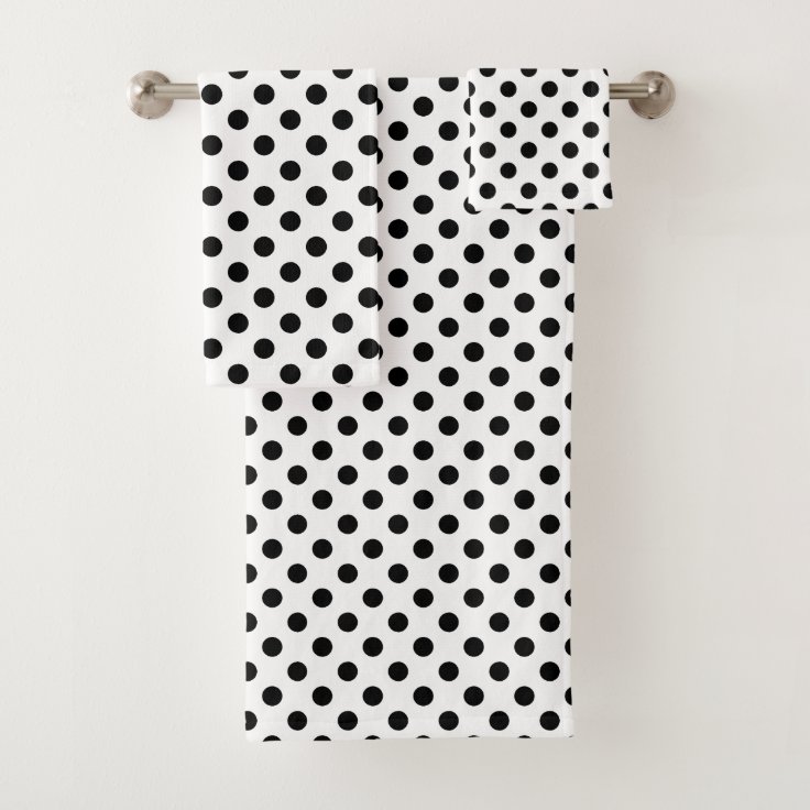 Black and White Polka Dot Bath Towel Set | Zazzle