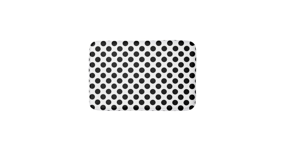 Black and White Polka Dot Bathroom Mat | Zazzle