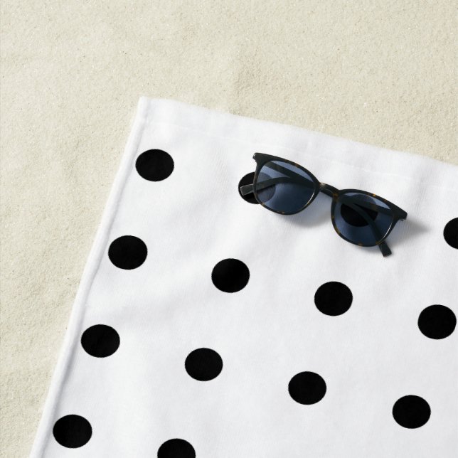 Black And White Polka Dot Beach Towel (In Situ)