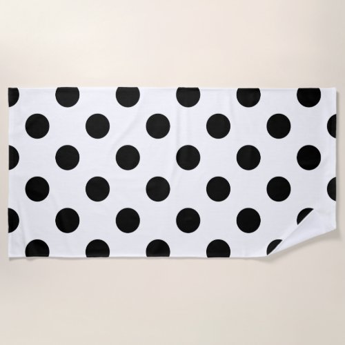 Black and White Polka Dot Beach Towel