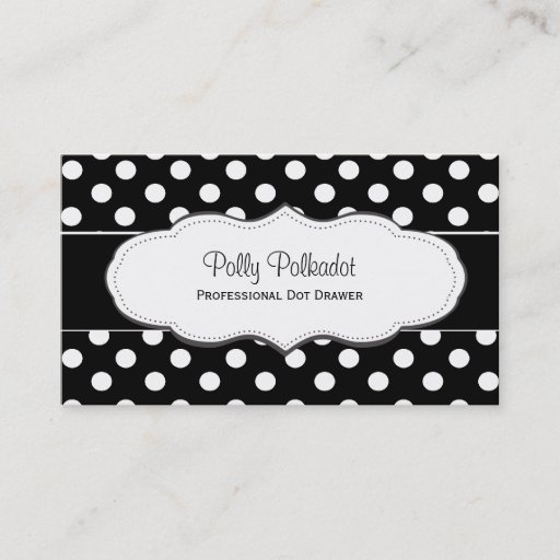 Customizable Black and White Polka Dot Business Cards