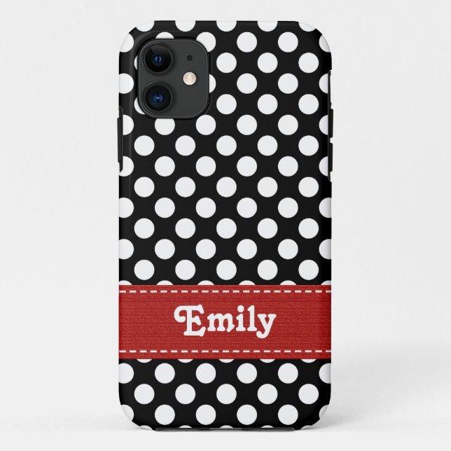 Black and White Polka Dot Case-Mate iPhone Case (Back)