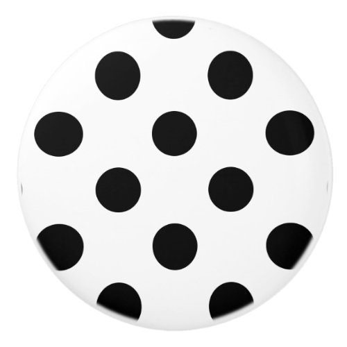 Black and White Polka Dot Ceramic Knob