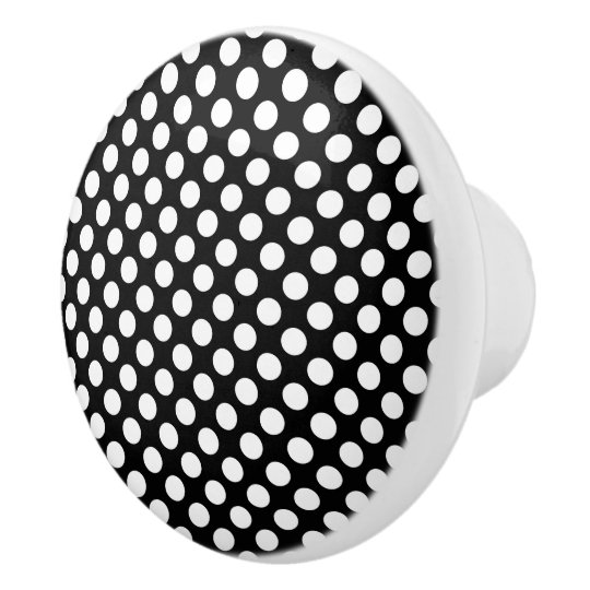 Black and White Polka Dot Ceramic Knob